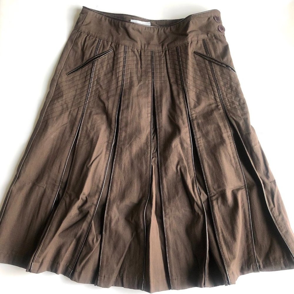 Pleated A-Line Skirt - Dark Chocolate